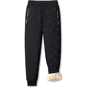 FleeceActive - Unisex Fleece-Lined Waterproof Pants,Fleece Lined Pants Men,Winter Warm Fuzzy Leggings (M,Black-Jogger)