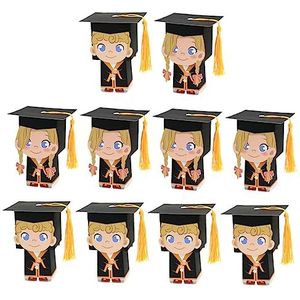 STAHAD 10 Stuks Dozen Snoepdoos Afgestudeerde Hoed Afgestudeerde 2022 Decoraties Afstudeerfeestartikelen Afstudeerpop 2022 Grad Cap Afstudeerfeest Gunst Kwast Afstuderen Europese Stijl