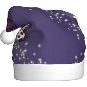 OPSREY Paarse pruim vlinder gedrukt kerst hoed volwassen unisex kerst hoed kerst Nieuwjaar vakantie partij benodigdheden