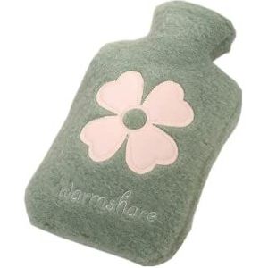 Coolon Warmwaterkruik Met Hoes, 1000 ml 2-in-1 Waterzak Voor Koud en Warm Kompres, Draagbare Mini-Warmwaterkruik, Cadeau Voor Vrouwen (Groen)