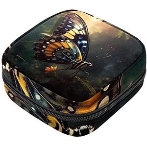 Kleurrijke Vlinder Maandverband Opbergtas Menstruatie Pad Tas Draagbare Menstruatie Cup Pouch met Rits voor Tiener Meisjes Vrouwen Dames
