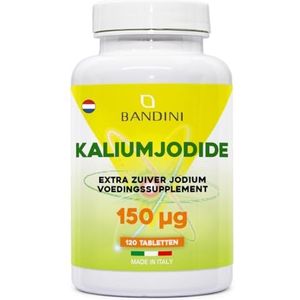 Bandini® POTASSIUM IODIUM - EXTRA PURE HIGH DOSAGE JOOD - 150 mcg (PER TABLET) - 120 gemakkelijk in te slikken microtabletten - Voedingssupplement met Jodium KI, 100% Veganistisch, GMO-vrij