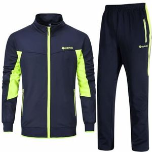 Rdruko Trainingspak voor heren, 2-delige set, atletisch joggen, gym, activewear, sweattrainingspakken sets, 01marine+groen (1jas+1broek), XXL
