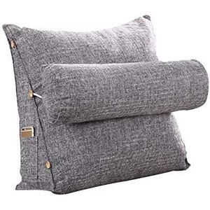 Leeskussen rugkussen kussen driehoek rugleuning wigkussen taille kussen bank bureaustoel lezen bed kussen rugkussen wigkussen met nekrol televisiekussen leeskussen, grijs, eenheidsmaat