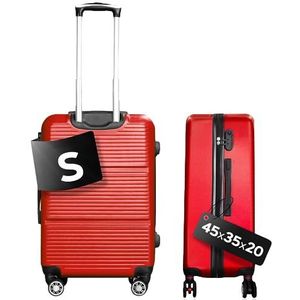 DS-Lux Hoogwaardige reiskoffer, koffer, hardshell-koffer, trolley, rolkoffer, handbagage, ABS-kunststof met TSA-slot, 4 spinner wielen, (S-M-L-set), Rood V2, Small, koffer