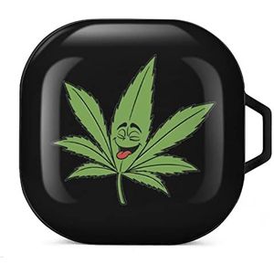 Pot Leaves Weed Oordopjes Hoesje Compatibel met Samsung Hard Shell Beschermhoes Zwart-Stijl