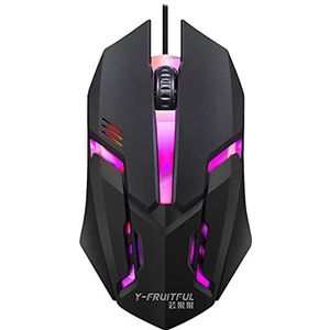 S1 Gaming Muis 7 Kleuren LED Backlight Ergonomie USB Bedrade Gamer Muis, flankkabel Optische Muizen Gaming Muis voor Laptop Muizen PC (Zwart)