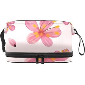 Grote capaciteit reizen cosmetische tas,Kersenbloesem bloemen patroon, make-up tas, waterdichte make-up tas organisator, Meerkleurig, 27x15x14 cm/10.6x5.9x5.5 in