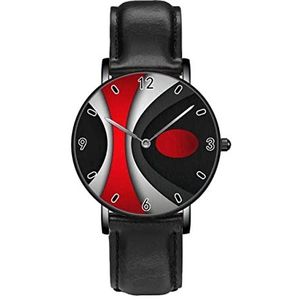 Moderne Abstracte Rode Strepen Grijs Zwart Wit Klassieke Patroon Horloges Persoonlijkheid Business Casual Horloges Mannen Vrouwen Quartz Analoge Horloges, Zwart
