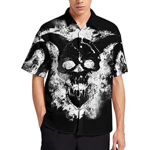 Zwart-wit Evil Demon Face heren print shirt Regular-fit korte mouwen T-shirts button down Hawaiiaanse tops S