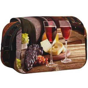 JEJEA Rode Wijnkelder Print Pen Etui Potlood Case Houder Voor Potloden Make-up Multifunctionele Organizer Doos Voor Adluts, Zwart, Eén maat, Toilettas