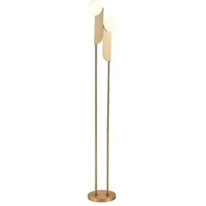 Retro Minimalistische Vloerlamp, Scandinavische Vloerlamp Ijzeren Hoge Lampen Met 2 Glazen Lampenkap Staande Lamp Geschilderde Lamp Body Hoge Paallamp Leeslamp Woonkamer