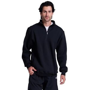 Russell Athletic Dri Power Fleece Quarter Zip voor heren, vochtafvoerend, katoenmix, relaxte pasvorm, maten S-4x, Zwart, 3XL