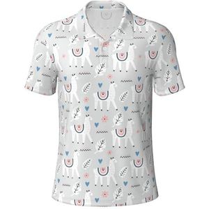 Jkkghll Alpaca Print Ademend Polo Korte Mouw T-shirts Casual Uitstapjes Camping Golf Lente Zomer, Zwart, S