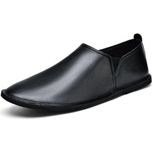 Men's Genuine Leather Buckle Casual Slip-On Loafers Comfort Classic Shoes Fashion Driving Business Dress Shoes (Color : Black-A, Size : EU 44)