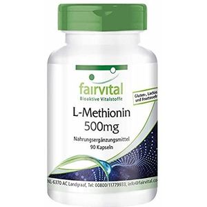 Fairvital | L-methionine capsules 500mg - HOOG GEDOSEERD - VEGAN - 90 capsules - aminozuur
