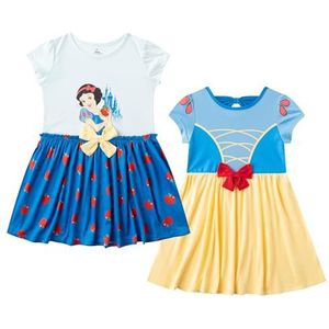 Disney Sneeuwwitje prinses meisjes 2 pak korte mouwen jurken voor peuters en grote kinderen - blauw/geel, blauw, 2T