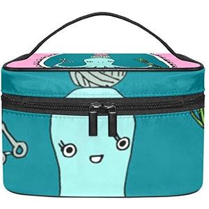 Make-up Organizer Bag, Travel Makeup Bag Organizer Case Draagbare Cosmetische Tas voor Vrouwen en Meisjes Toiletries Octopus Roze Wol, Meerkleurig, 22.5x15x13.8cm/8.9x5.9x5.4in