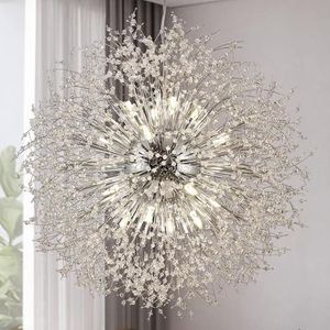 Moderne kristallen kroonluchter, dandelion faux satelliet kroonluchter, plafond hanglamp, zilveren kroonluchter D40"" 24 licht