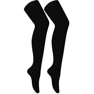 2 stuks bamboe panty voor vrouwen in zwart | Super zachte, effen ondoorzichtige panty voor dames, Zwart, M