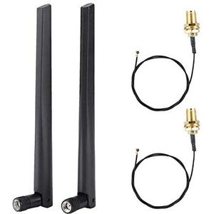 Bewinner 2PCS M.2 / NGFF draadloze netwerkkaartkabel en 2x5DBi, SMA-kop, verguld email, zonder zwart te maken, antenne voor 9560NGW / 9260AC / 7265AC / BCM94360