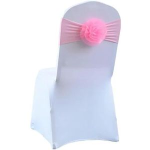Elastisch Grenadi Lint Strik Bloem Stoel Knoop Cover Rugsjerpen for Hotel Banket Bruiloft Evenement Decoratie(Pink)