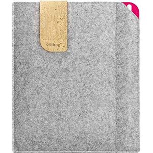 Stilbag Vilten tas voor Huawei MediaPad M5 Lite 8 | Etui Case van Merino wolvilt en kurk met Stylus compartiment | Model Kuno in lichtgrijs - roze | Tablet beschermhoes Made in Germany