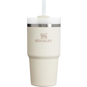Stanley Quencher H2.O FlowState™ Roestvrijstalen vacuüm-geïsoleerde beker met deksel en rietje, voor water, ijsthee of -koffie, smoothie en meer, crème 2.0, 591 m