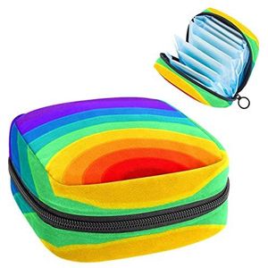 Maandverband Opbergtas, Periode Kit Bag voor School, Menstruatie Cup Pouch, Maandverband Pads Organizer Bag, Regenboog Gekleurd