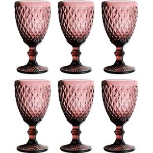 GMMH Vintage 6-delige set glazen net Koning drinkglas glazen wijnglazen waterglas longdrinkglas (6 stuks wijnglas paars)