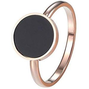 Elegante ringen Dames Titanium Staal Zwart Rose Goud Damesring Mode Feestring Sieraden, Maat: 8 (Size : 9)