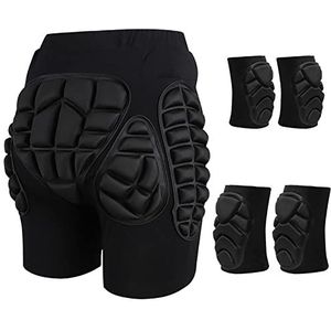 Bescherming Heup 3D Gewatteerde Shorts Ademende Lichtgewicht Beschermende Uitrusting For Ski Skate Snowboard Schaatsen Skiën Fietsen Unisex Protector Pad (Color : Noir, Size : XL)