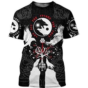 3D Vikingen Tattoo Tee Shirt Mens Grafische Zomer Korte Mouwen Gedrukt Nordic Mythe Hippie Dames Cosplay T-Shirt (11 USA GROOTTE),Fenrir wolf,6XL