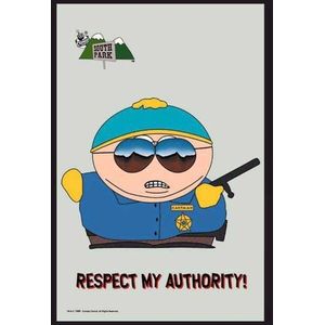 empireposter South Park Cartman Police, bedrukte spiegel met kunststof frame in houtlook, cult-spiegel, 20 x 30 cm