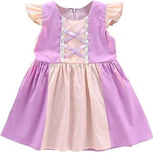 Katoenen jurk voor meisjes, prinses, Alice, sneeuw, Fancy Dress Up Rapunzelkostuum, Halloween, verjaardag, outfit (3 jaar, Rapunzelkostuum)