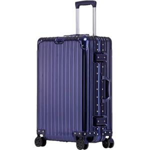 Aluminium Reisbagage met Spinnel Wiel 20 Inch Boarding Bagage Koffer Big Size Familie Koffer, Classic Mirror Blauw, 20