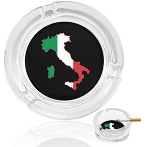 Italia Italië Italiaanse Kaart Vlag Glas Asbak Indoor Outdoor Wasbare Eenvoudige Ronde Asbakken Gift Voor Mannen