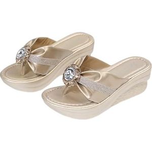 LDOZ Women s Open Toe Roman Women's Wedges Wedge Slides for Slippers for Street Shopping Dating(Gold,9)