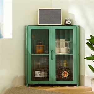 GALSOR Hoekkast hoekkast met deur woonkamer plank hoek zijkast moderne minimalistische slaapkamer keuken kast driehoek kast (kleur: groen 2)