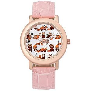 Rode Panda Horloges Voor Vrouwen Mode Sport Horloge Vrouwen Lederen Horloge