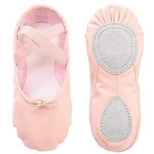 Balletschoenen meisjes, balletschoenen dames, dansschoenen, gedeelde leren zool, voor kleine kinderen, dames，roze EU29