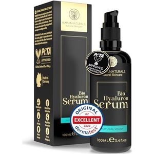 Hoge Dosis Hyaluronzuur Serum • 100ml + Vitamine E & B5 • 7-voudig Gezichtsserum ✓ 100% Vegan & Bio ✓ Anti-Aging Concentraat ✓ Anti-Rimpel Serum ✓ Made in Germany