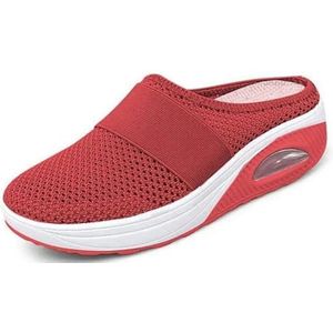CBLdF Slippers Women Wedge Slippers Premium Slippers Vintage Anti-slip Casual Female Platform Retro Shoes Plus Size Orthopedic Diabetic Sandals-red-36