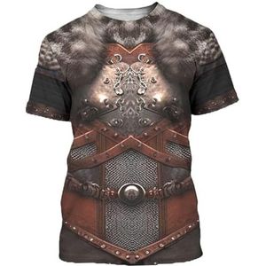 Middeleeuws Retro Viking Armor T-shirt – Noordse 3D Full-body Bedrukte Punk Straat Rollenspel Korte Mouwen – Zomer Verfrissend en Ademend Grote Maat Pagan Voor Top (Color : Viking C, Size : L)