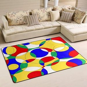 Vloerkleed 100 x 150 cm, aquarel cirkel geometrisch kruis vloertapijt decoratie woonkamer tapijt groot flanellen mat tapijt, voor ingang, binnen en buiten