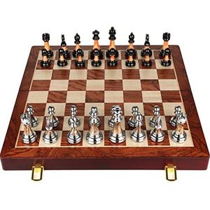 Internationaal Schaken Houten schaakset, opvouwbare bord Beginner schaak for kinderen en volwassenen handgemaakte draagbare reizen schaakbord game sets Schaakspel schaakspel reis