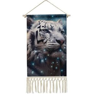 Galaxy Witte Tijger Muur Opknoping Met Kwastjes Katoen Linnen Schilderen Tapestry Voor Slaapkamer Woonkamer Decor