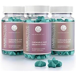 HAIRWORTHY – KAUWBARE, SNEL Handelende Haargroei Vitamines. Natuurlijk supplement voor langer haar met Kokosolie, Biotine en Foliumzuur.