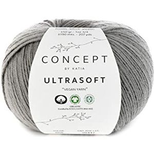 Katia Ultrasoft kleur 58 grijs, biologisch katoen om te breien, GOTS-gecertificeerd, organisch katoen, organisch katoengaren om te haken, wol veganistisch
