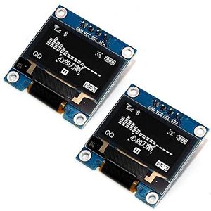 Fasizi 2 Stks 0.96 ""I2C IIC SPI Seriële 128x64 OLED Display Module Board met Pin Headers voor Arduino - Wit lettertype